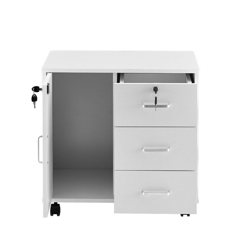 White Office Filing Cabinet File Drawers Wheels - Cints and Home