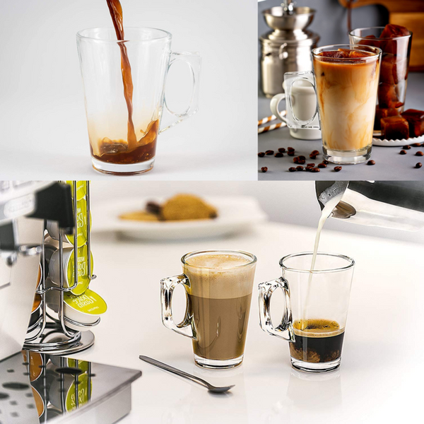 6 X Latte Coffee Glasses Cappuccino Lattes