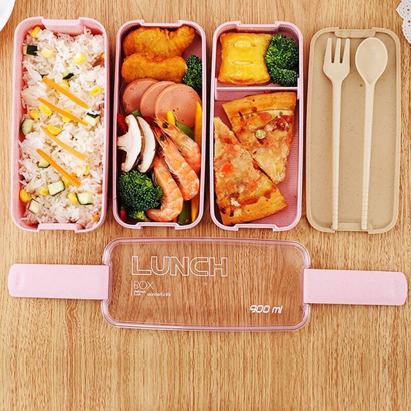 Triple Layered Bento Style Box Eco-Friendly Lunch