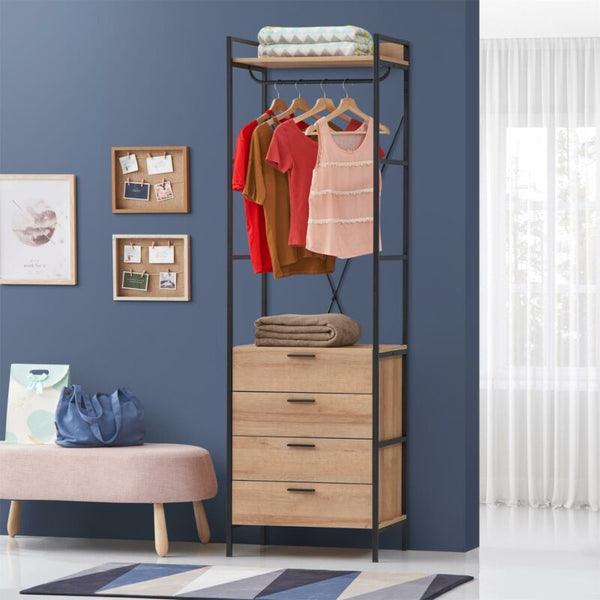 Open Wardrobe Bedroom Furniture 4 Drawers and 2 Shelves - Cints and Home