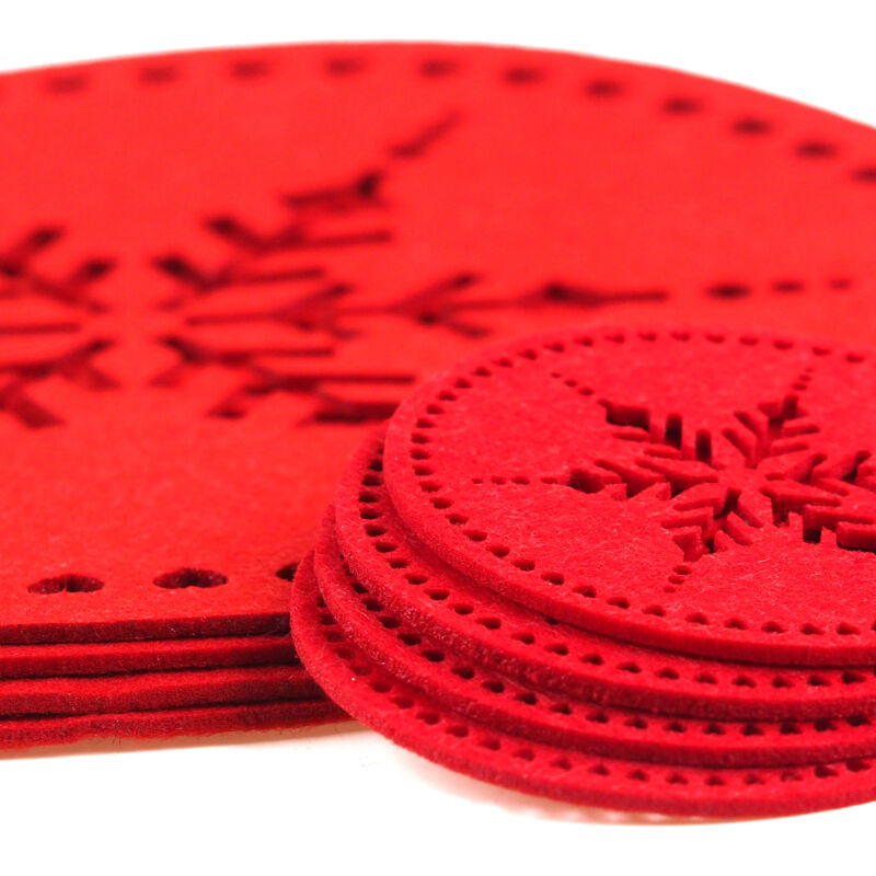 Nordic Red Snowflake Christmas Dinner Felt Table Placemats & Coasters