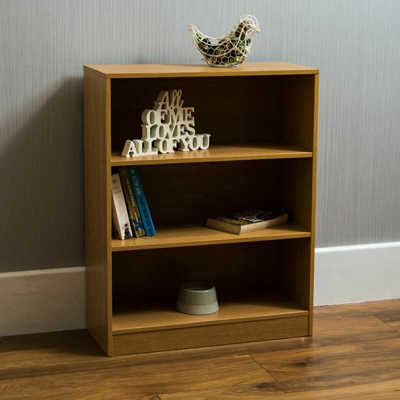 Wooden 3 Tier Low Bookcase Shelving Unit - Cints and Home