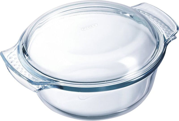 Pyrex Glass Round Classic Casserole Dish- EASY GRIP