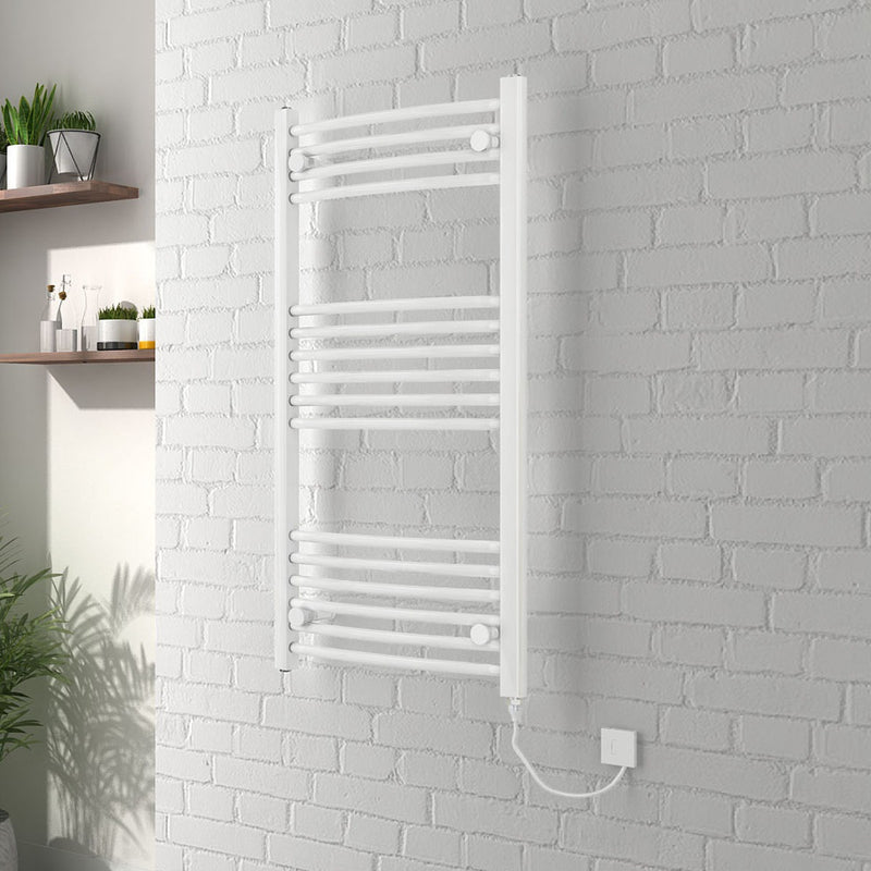 Bathroom White Electric Ladder Heated Towel Rail Thermostatic Radiator - Cints and Home