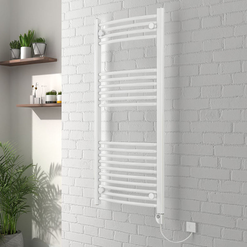 Bathroom White Electric Ladder Heated Towel Rail Thermostatic Radiator - Cints and Home