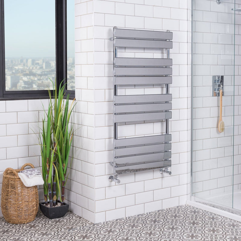 Modern Designer Flat Panel Chrome Heated Bathroom Toilet Towel Rail Radiator - Cints and Home