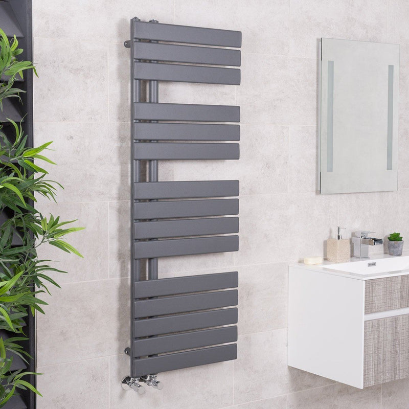 Heated Towel Rail Bathroom Radiator Designer Flat Panel - Grey | Chrome | White - Cints and Home