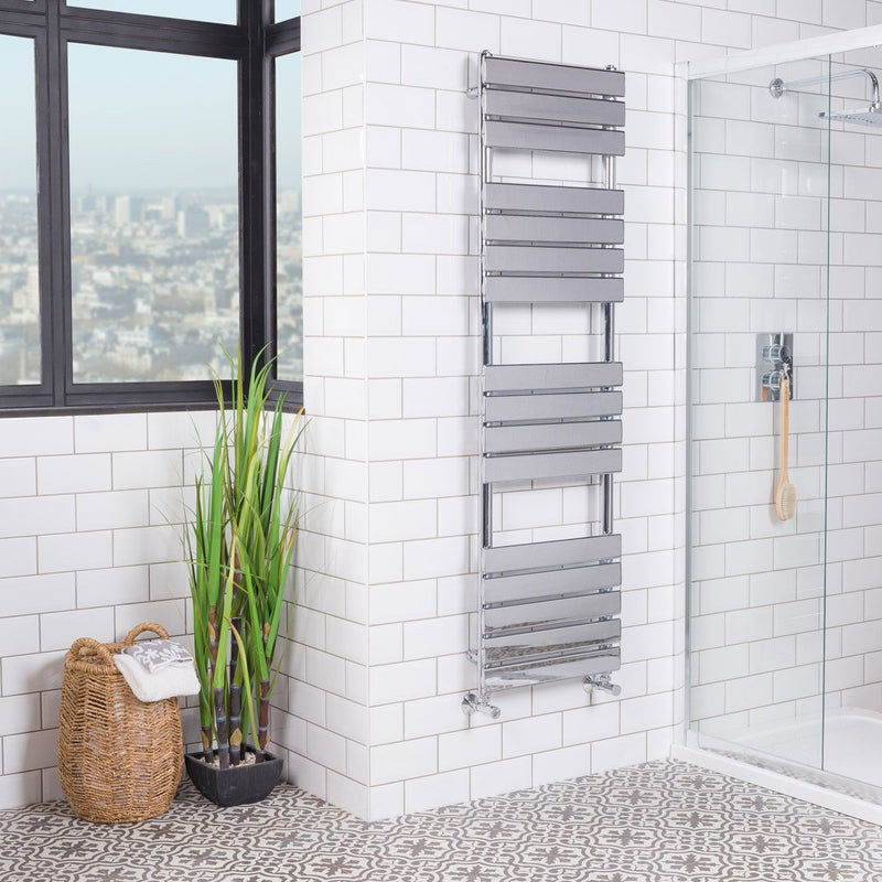 Modern Designer Flat Panel Chrome Heated Bathroom Toilet Towel Rail Radiator - Cints and Home