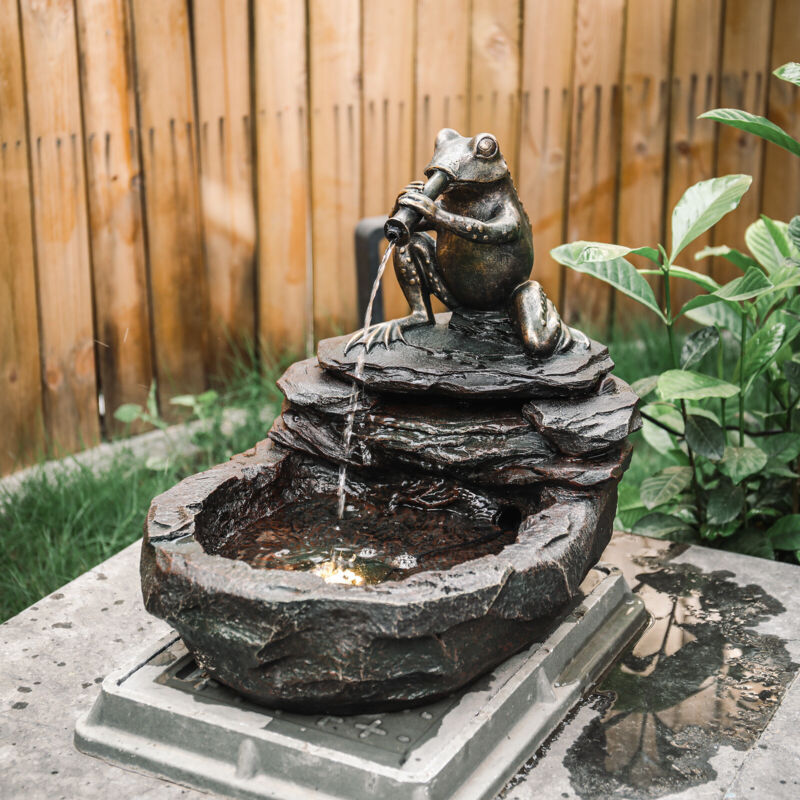 Natural Slate Garden Water Feature Outdoor LED Fountain
