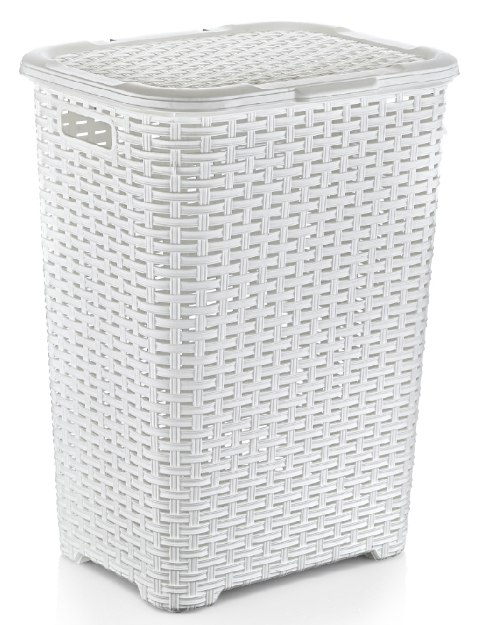 Corner Plastic Laundry Basket Lid Large Rattan Washing Clothes Storage Hamper