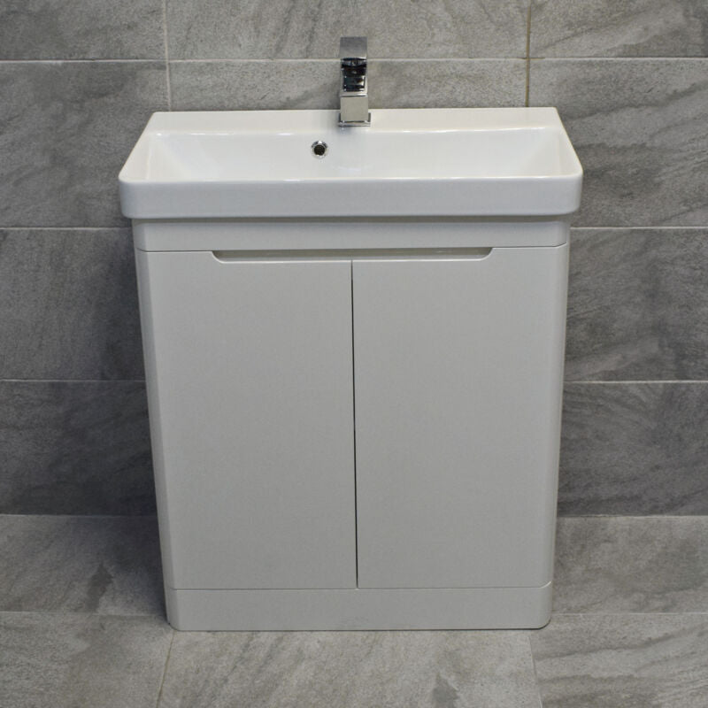 Ross Curved Vanity Basin Sink Unit - Gloss White