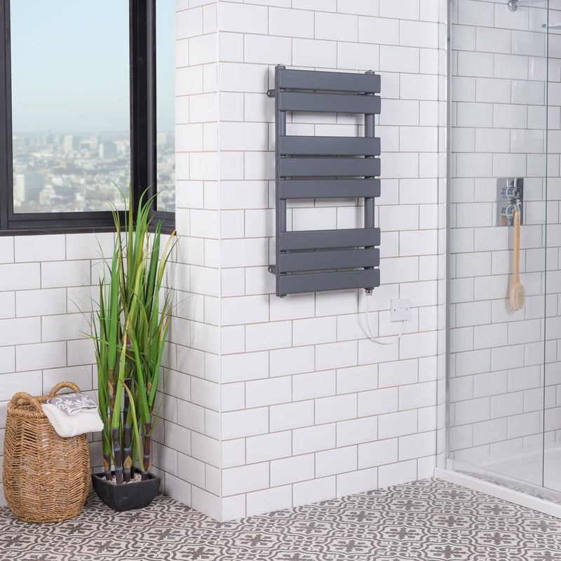 Designer Bathroom Flat Panel Sand Grey Electric Heated Towel Rail Radiator Rad - Cints and Home