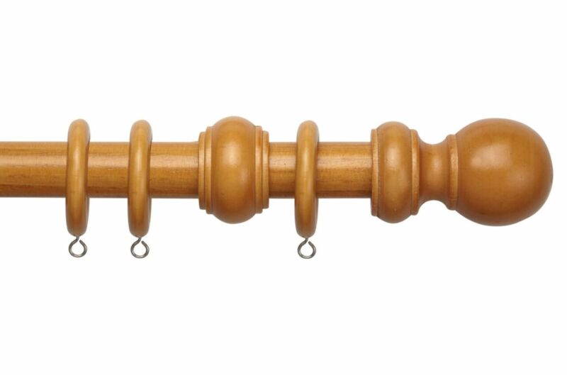 Wooden Curtain Pole 28mm Pole Set, Eyelet or Pencil pleat Curtains