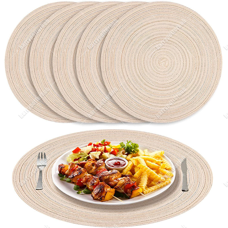 Set of 6 Placemats Round Table Mats Round Braided
