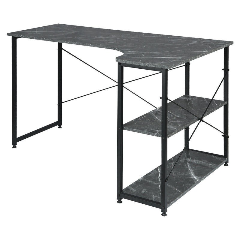 L-shaped Computer Desk - Black Marble | Rust - Cints and Home