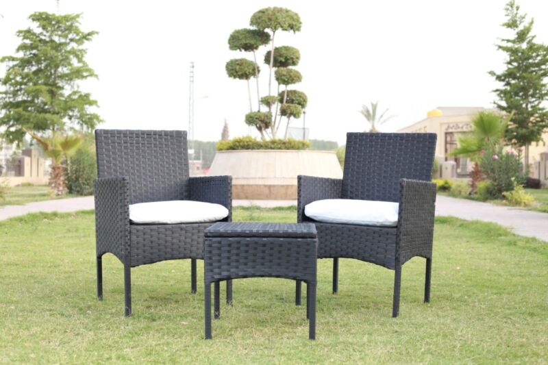 Rattan Garden Furniture Set Chair Table 3 Pcs Patio - Cints and Home