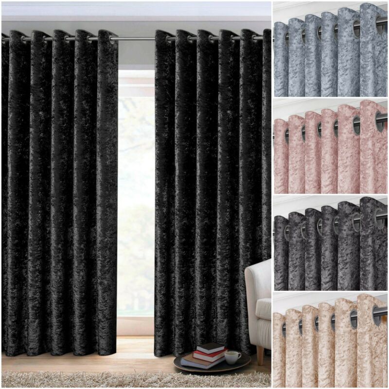 Crushed Velvet Curtains Luxury Thick Pair Ready
