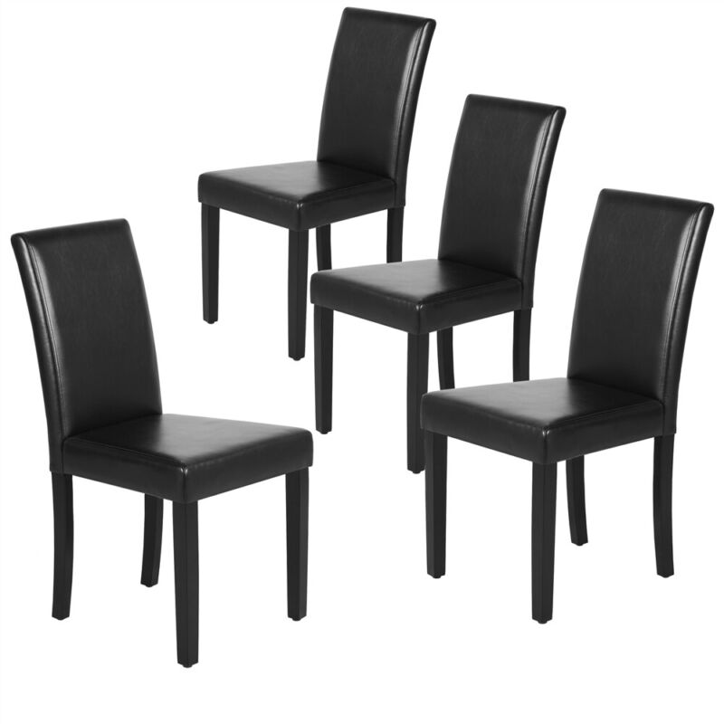Set of 4 Dining Chairs High Back PU Leather Kitchen