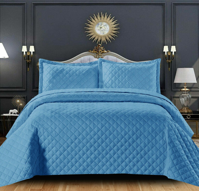 Quilted Bedspread Embossed Bed Throw Comforter