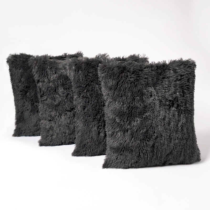 Fluffy Pack of 4 Square Cushion Covers