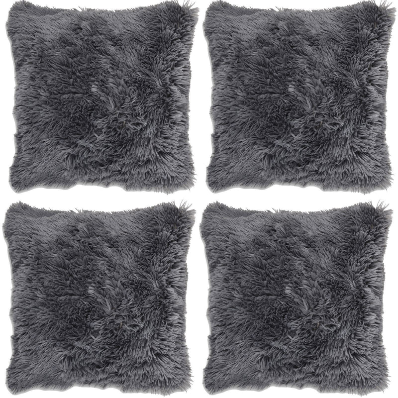 4 Cushion Covers Faux Fur Super Soft Cuddly