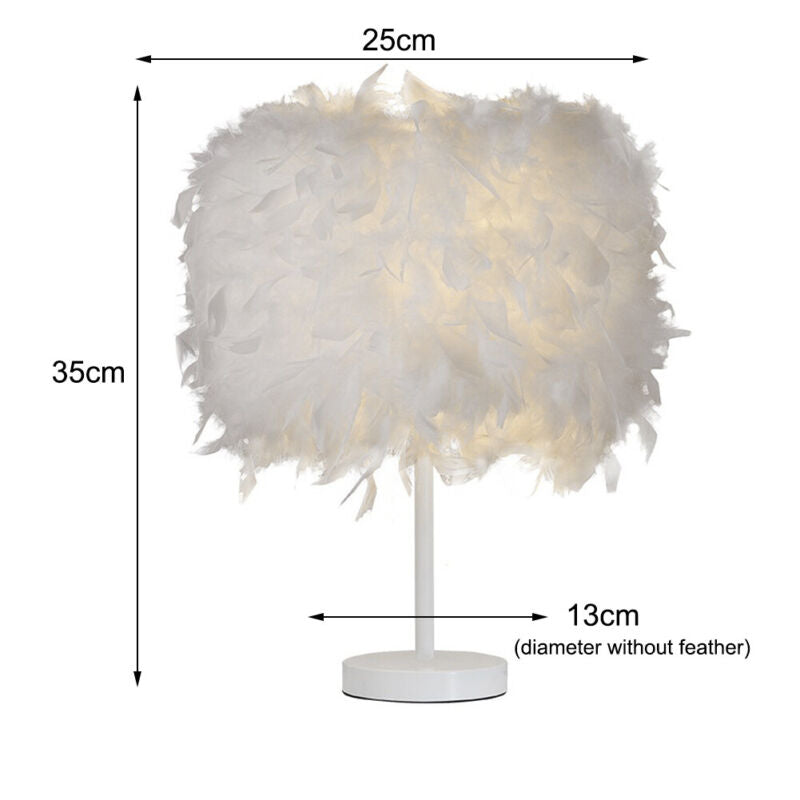 White Feather Shade Table Lamp