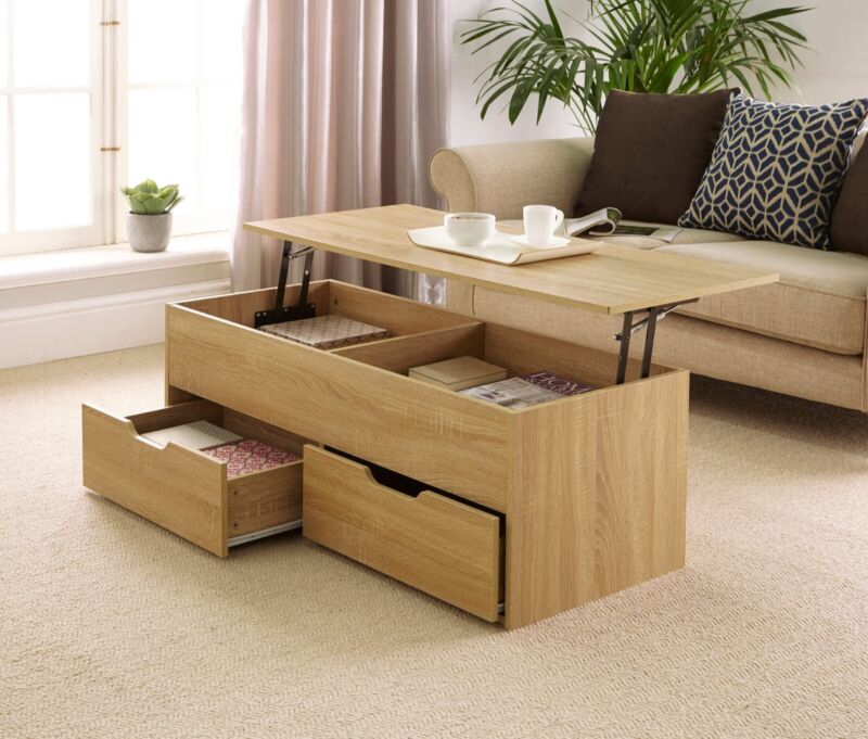 Bruges Wooden Coffee Table With Lift Up Top