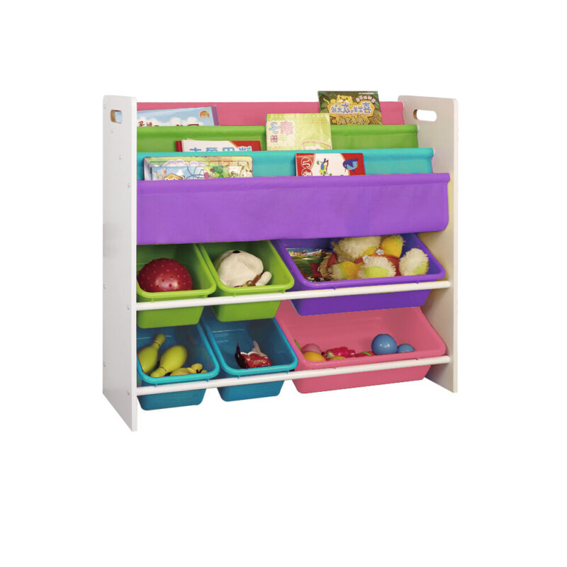 Kids Book Shelf Sling Storage Rack Organizer Bookcase - Cints and Home