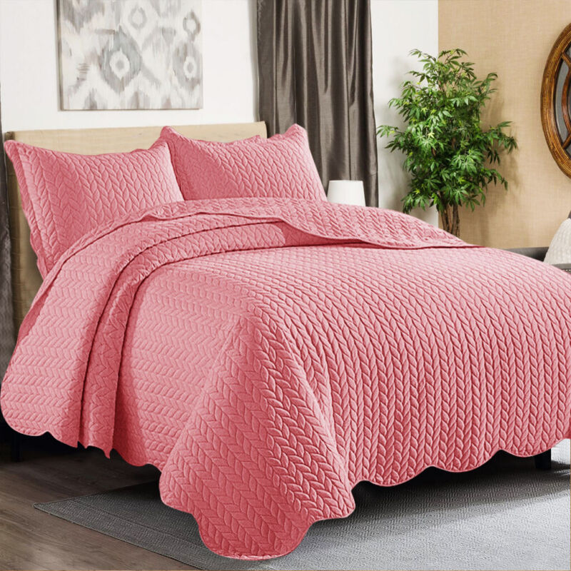 3 Piece Quilted Bedspread Embossed Bedding