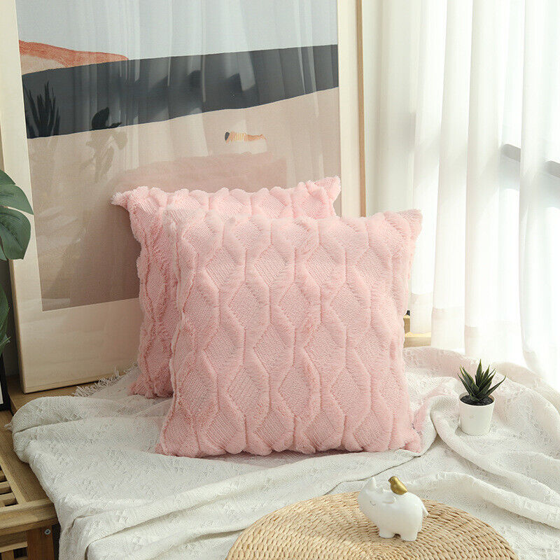 18" Home Decor Fluffy Sofa Cushion Cover Geometric Pillowcase
