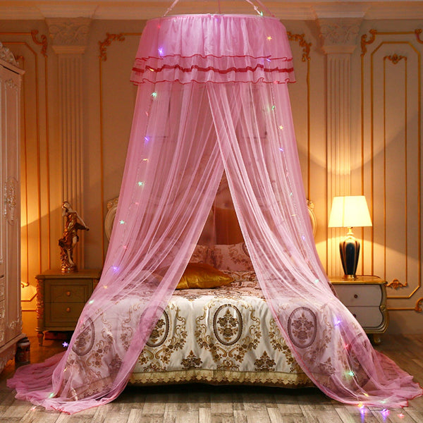 Princess Dome Lace LED Light Mosquito Net Mesh Bed Canopy - Cints and Home