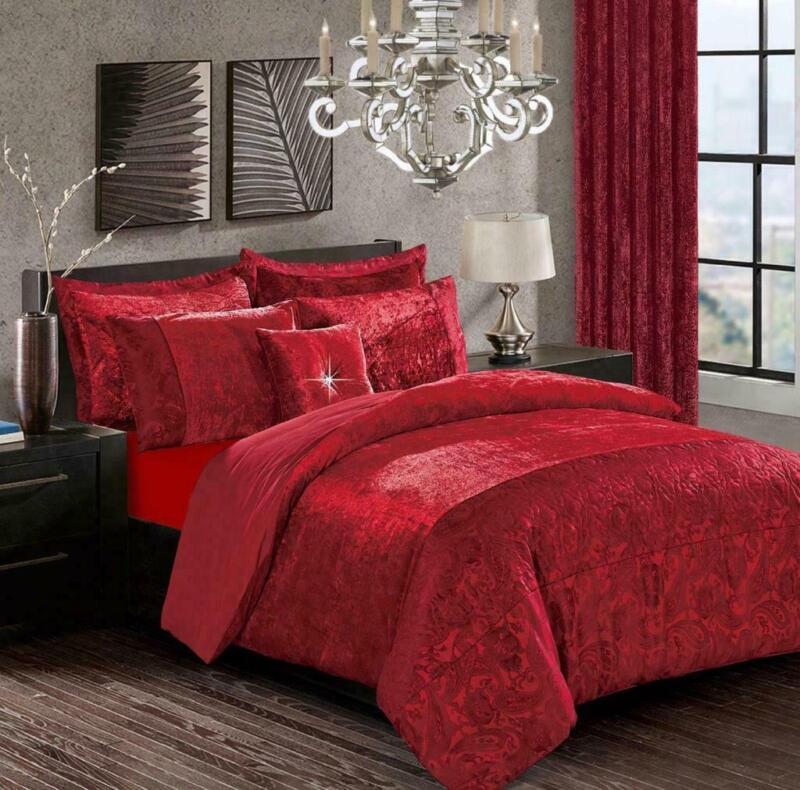 New Luxury Crushed Velvet Quilt Duvet Cover Bedding Set