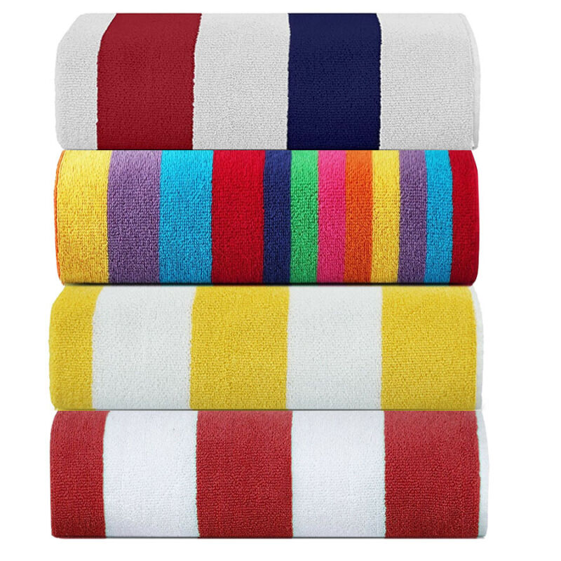 Luxury 100% Cotton Cabana Striped Classic Beach Towels