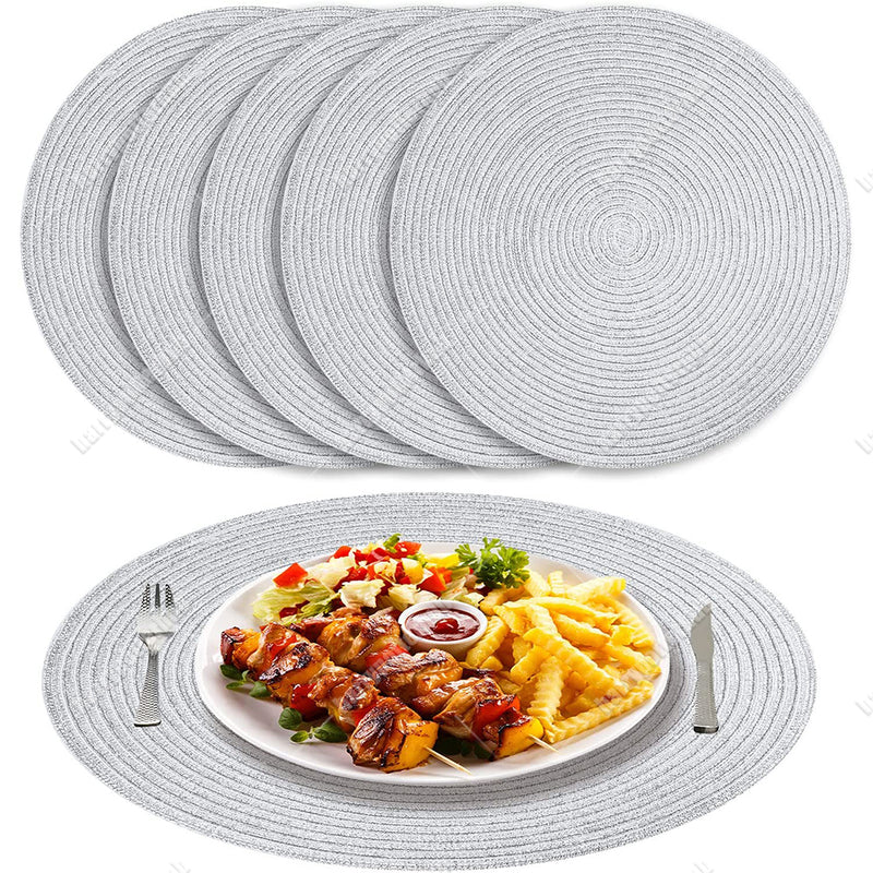Set of 6 Placemats Round Table Mats Round Braided