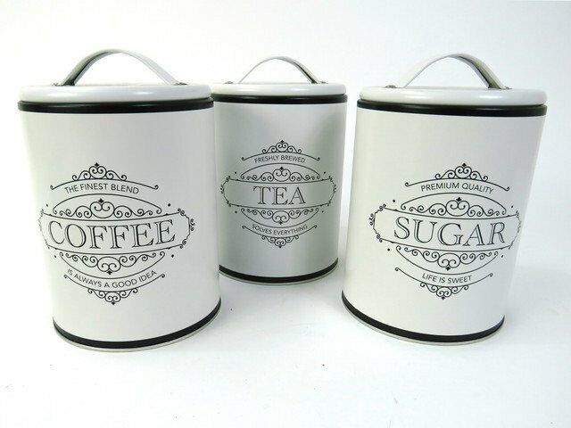 Tea Coffee Sugar Cannisters Vintage design Biscuit Barrel