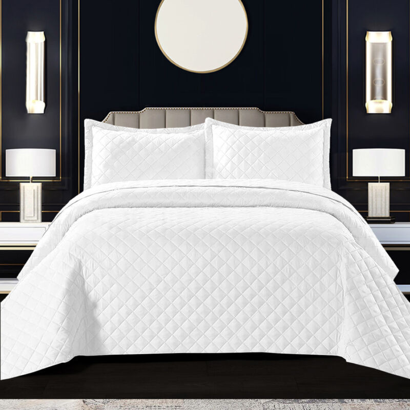 Luxury Quilted Bedspread Bed Throw Comforter