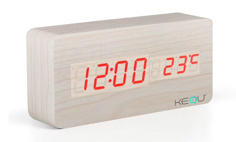 Wooden LED Digital Clock Alarm Clock Time Temperature Calendar USB Alarm - Cints and Home