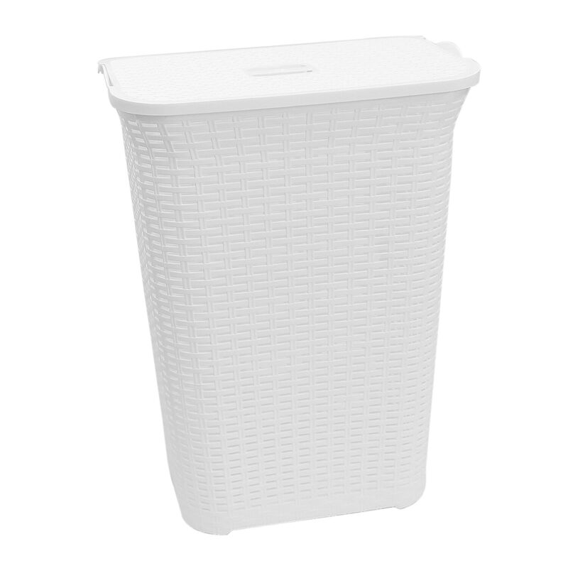 Laundry Washing Basket 75L Hamper Storage Linen Clothes Lid Rattan Style Plastic