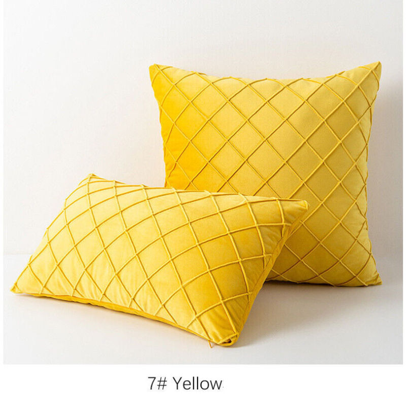 18/20"Velvet Check Pom Poms Cushion Cover Soft Pillow
